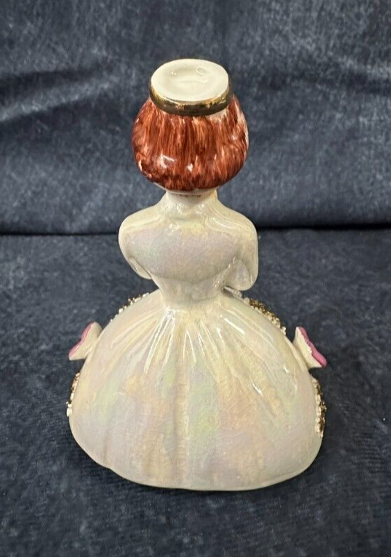 Vintage Trinket Bisque Porcelain Communion Girl Rosary Angel /w Rosary Japan