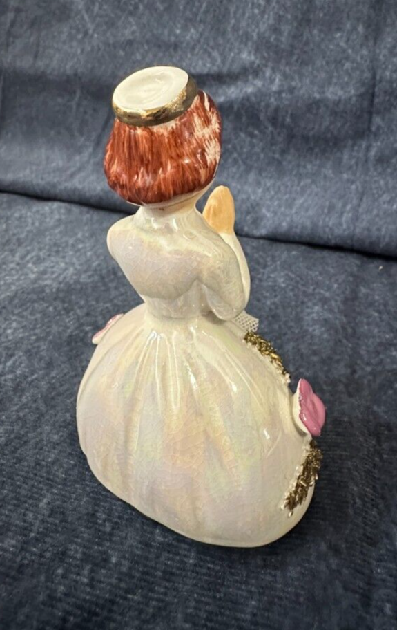 Vintage Trinket Bisque Porcelain Communion Girl Rosary Angel /w Rosary Japan