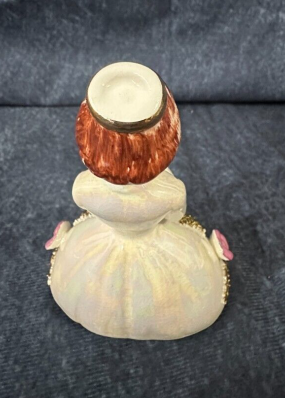 Vintage Trinket Bisque Porcelain Communion Girl Rosary Angel /w Rosary Japan