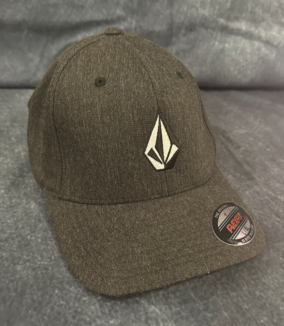 Volcom Logo FlexFit Hat Cap Dark Grey Large/XL