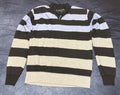 Marc Enzo Italia Mens 1/4 Zip Pullover Sweater Medium Striped Blue Black Grey