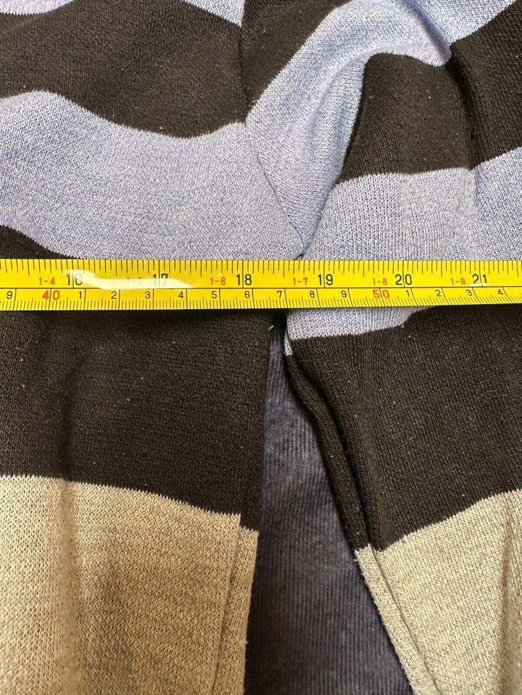 Marc Enzo Italia Mens 1/4 Zip Pullover Sweater Medium Striped Blue Black Grey