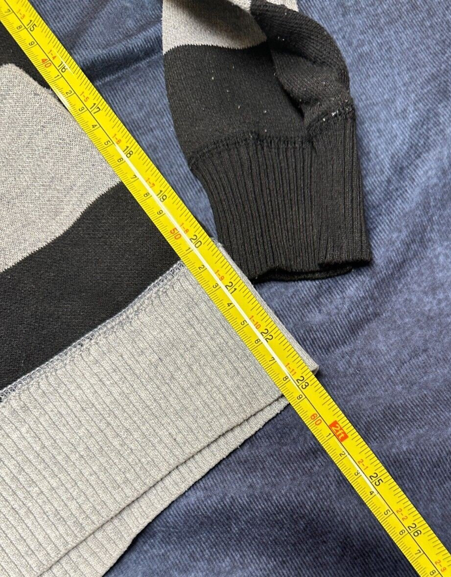 Marc Enzo Italia Mens 1/4 Zip Pullover Sweater Medium Striped Blue Black Grey