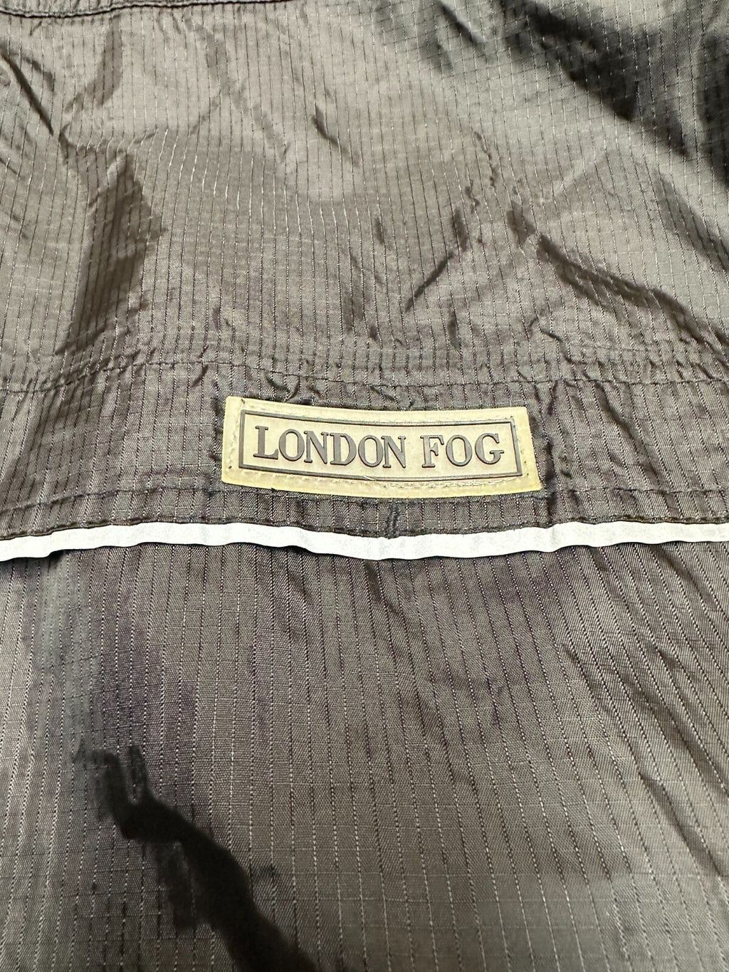 Mens London Fog Black with Grey Stripe Lightweight Jacket Windbreaker Size Large