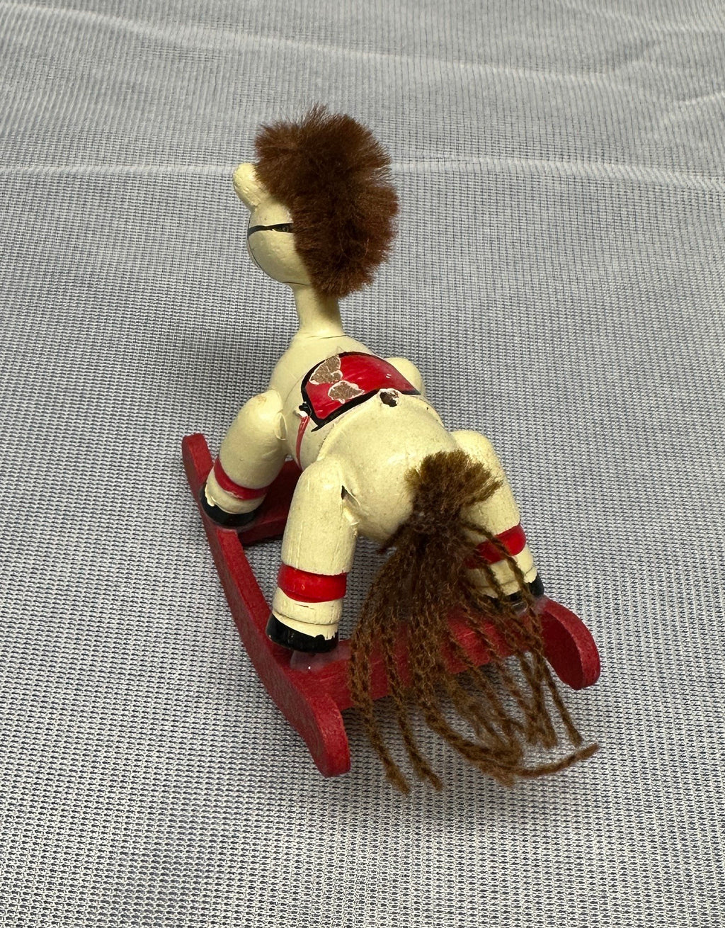 Vintage Wooden Hand Painted Rocking Horse Christmas Ornament *See Description*