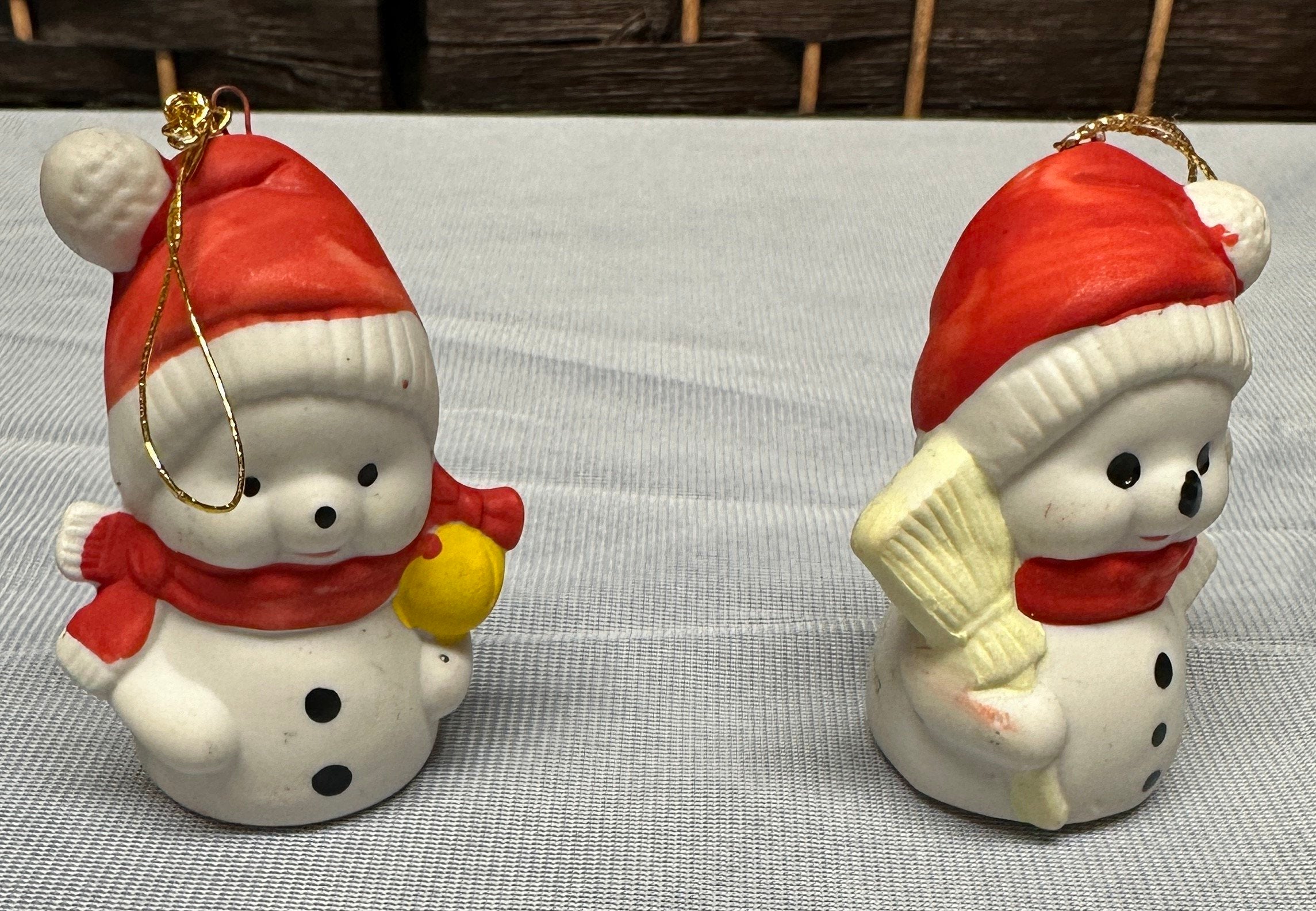 Set of 2 Vtg House Of Lloyd Christmas Around The World Snowman Ornaments Taiwan