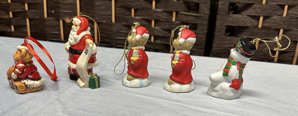 Vintage Christmas Ornament CVS 5x Folk Art / Country Style Bear Santa Snowman