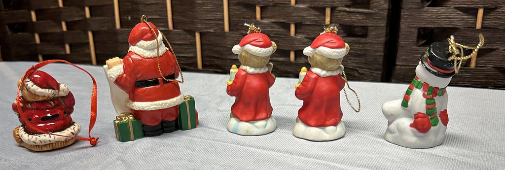Vintage Christmas Ornament CVS 5x Folk Art / Country Style Bear Santa Snowman