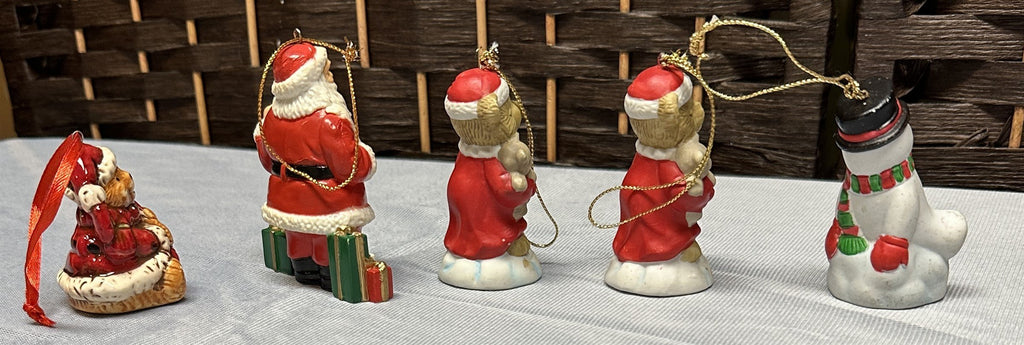 Vintage Christmas Ornament CVS 5x Folk Art / Country Style Bear Santa Snowman