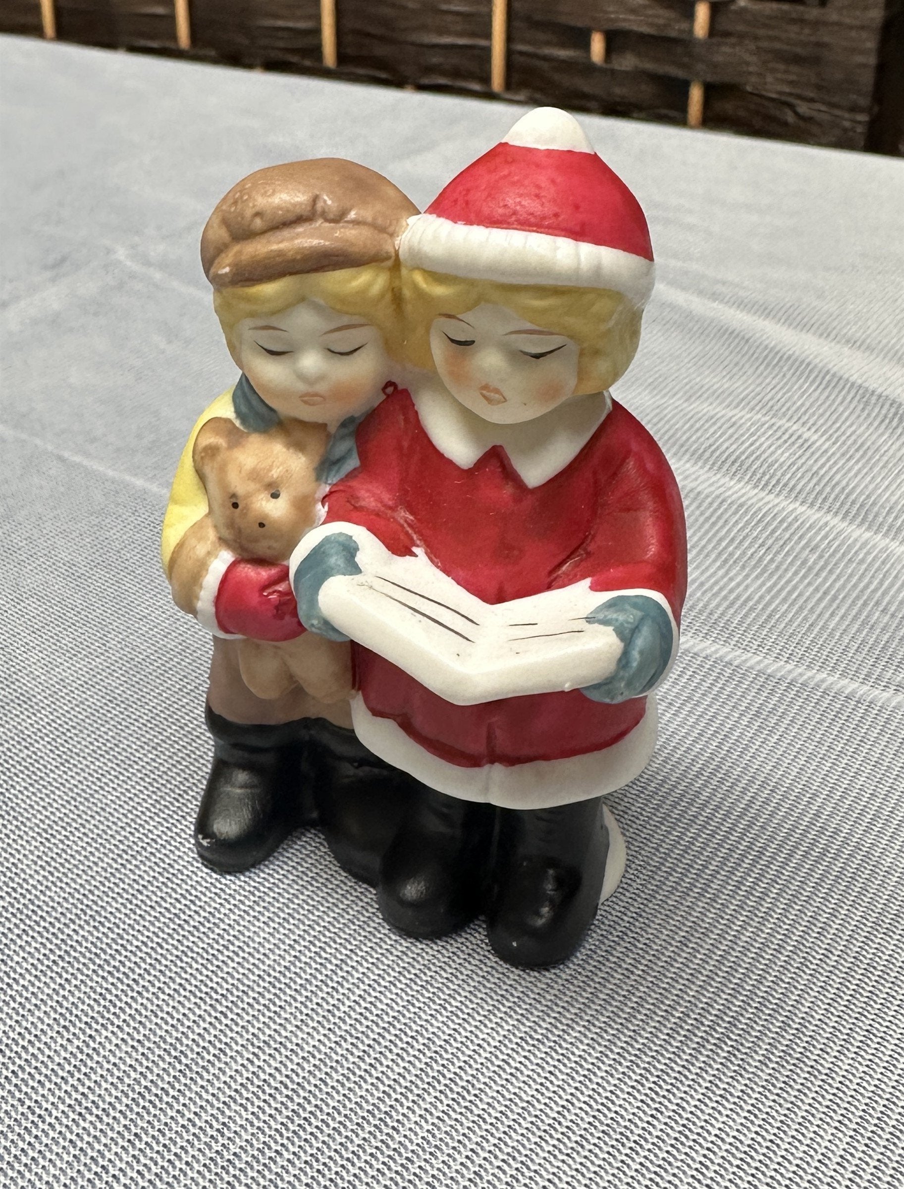 Vintage Christmas Caroling Children Figurine Ornament Small Holiday Decor