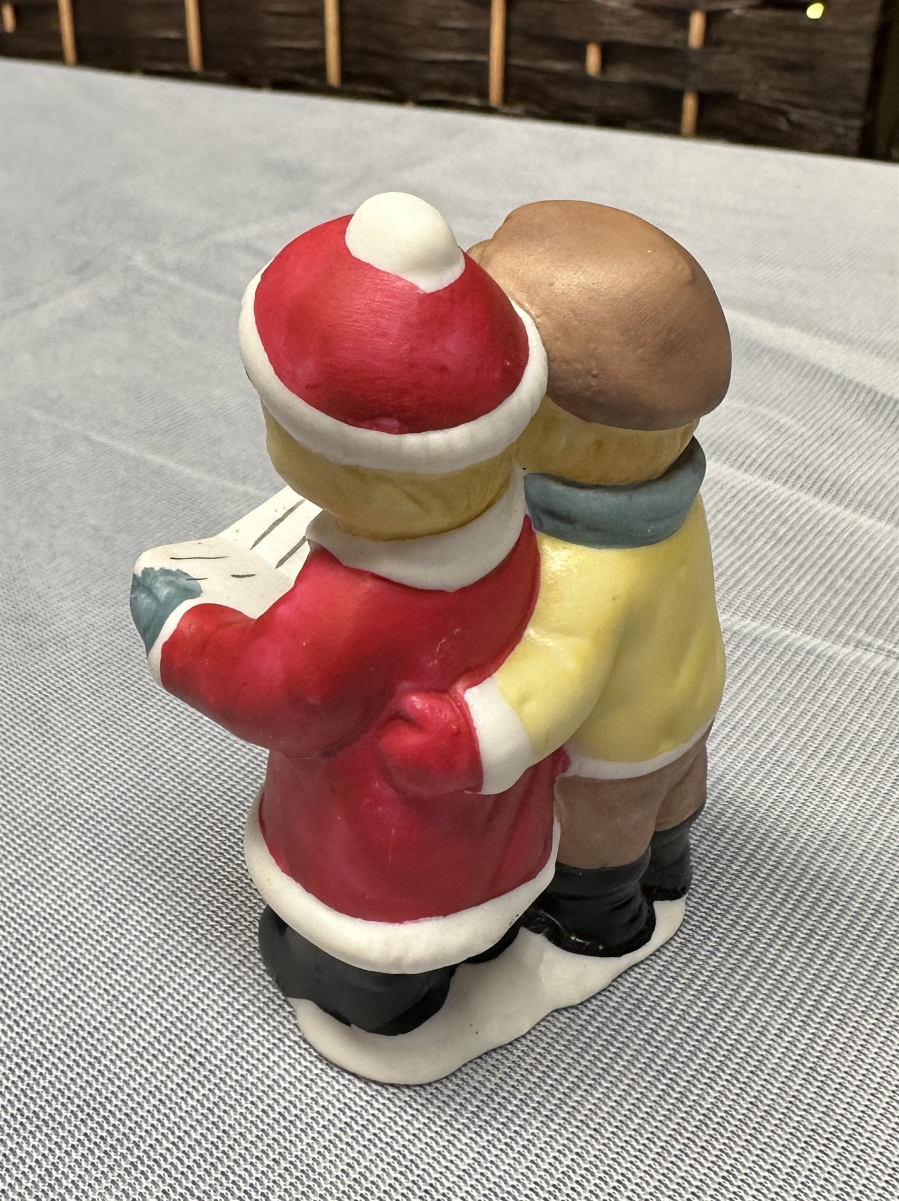 Vintage Christmas Caroling Children Figurine Ornament Small Holiday Decor