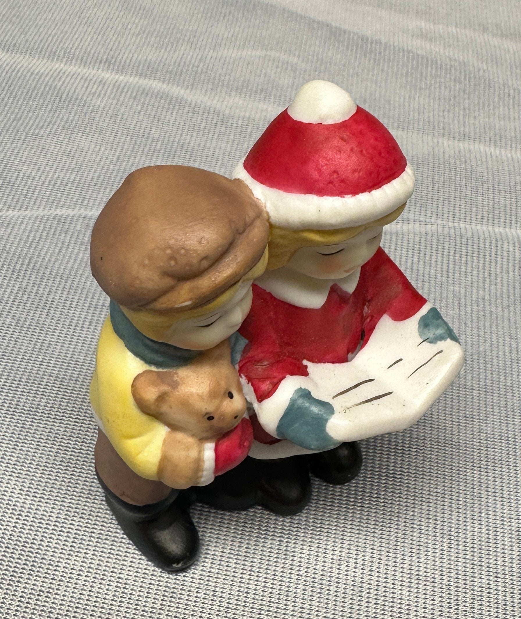 Vintage Christmas Caroling Children Figurine Ornament Small Holiday Decor