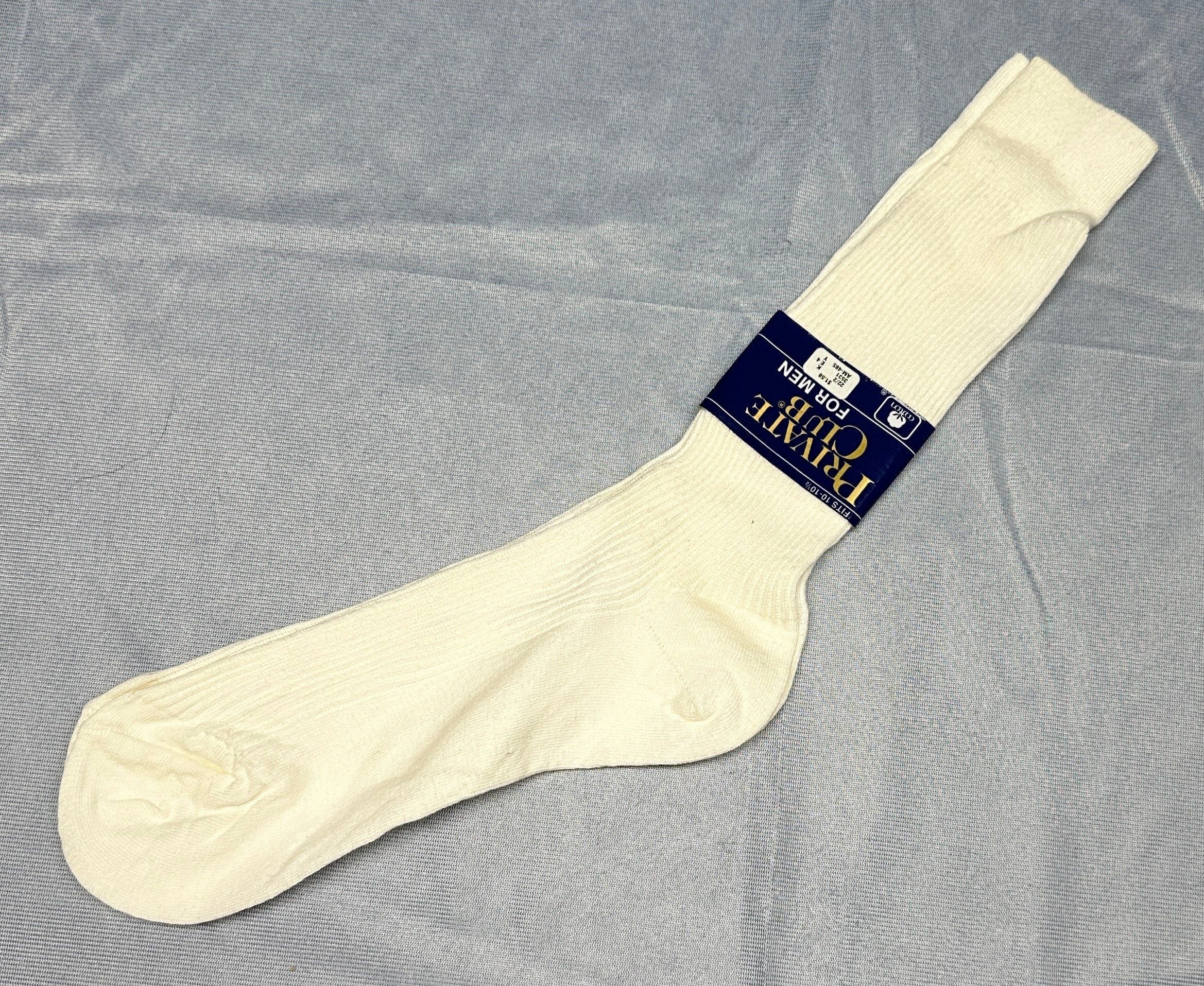 Vintage Private Club Cotton Mens White Socks 10-10.5 Combed Cotton NWT NOS