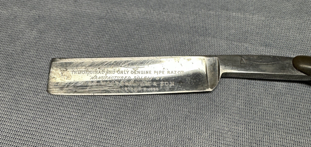 Vintage Geo Wostenholm & Son "The Only Genuine Pipe Razor" Folding Shaving Razor