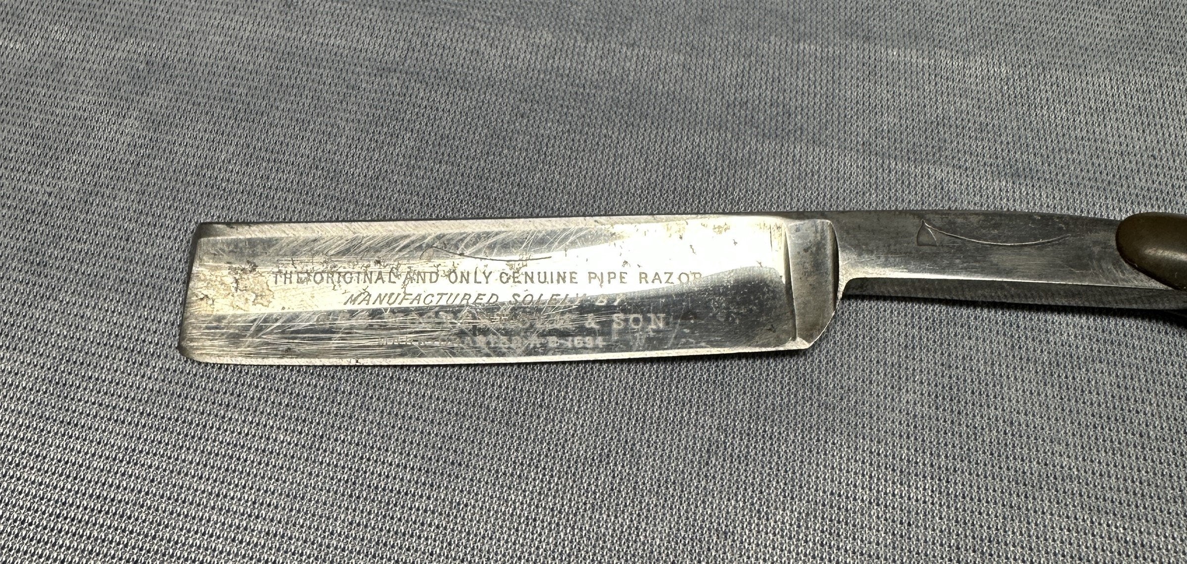 Vintage Geo Wostenholm & Son "The Only Genuine Pipe Razor" Folding Shaving Razor