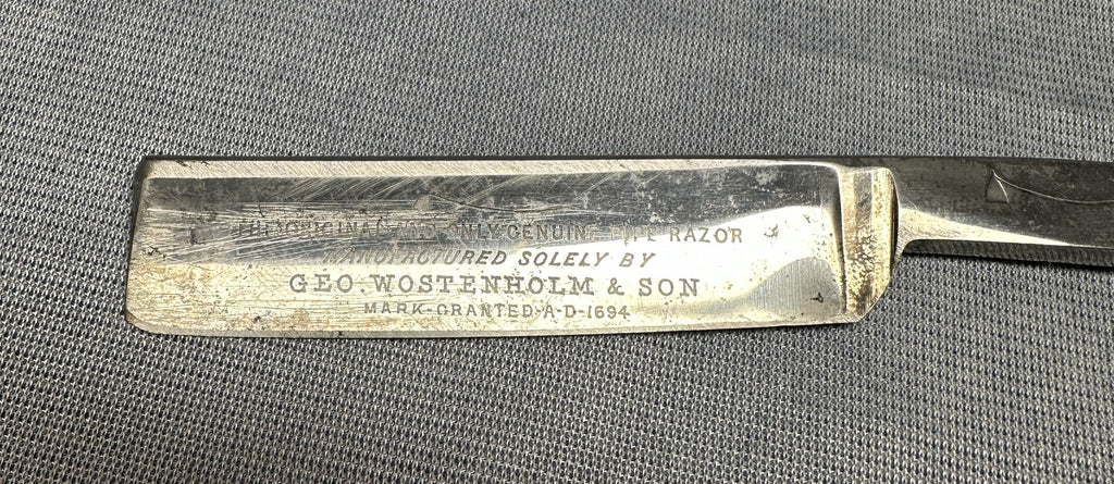 Vintage Geo Wostenholm & Son "The Only Genuine Pipe Razor" Folding Shaving Razor