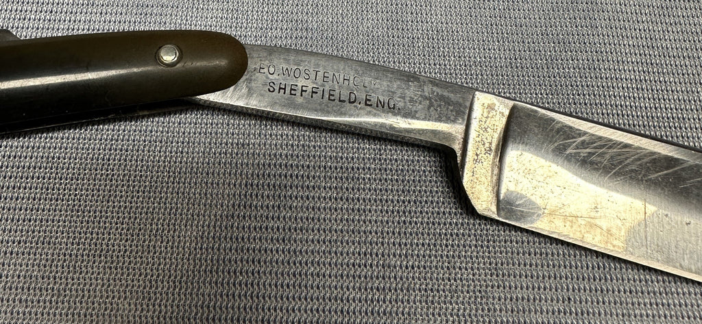 Vintage Geo Wostenholm & Son "The Only Genuine Pipe Razor" Folding Shaving Razor