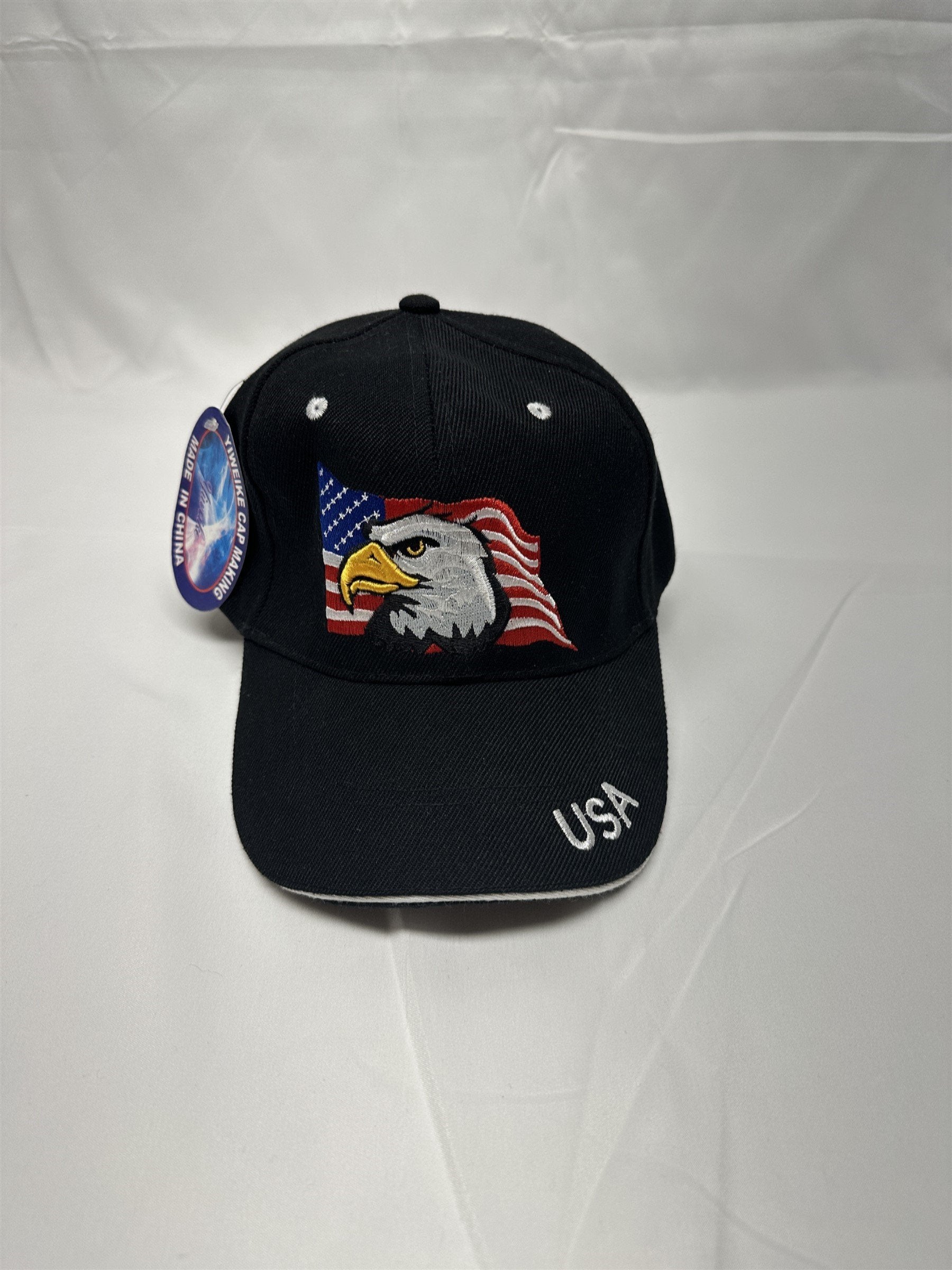 Black American Flag Eagle USA Mens Adjustable Hat Cap
