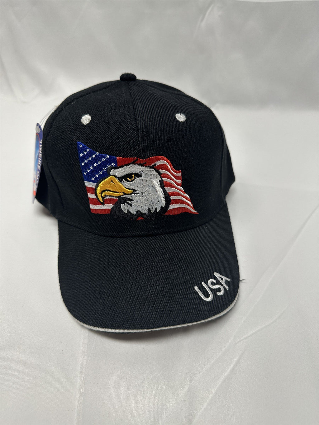 Black American Flag Eagle USA Mens Adjustable Hat Cap NWT