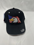 Black American Flag Eagle USA Mens Adjustable Hat Cap NWT