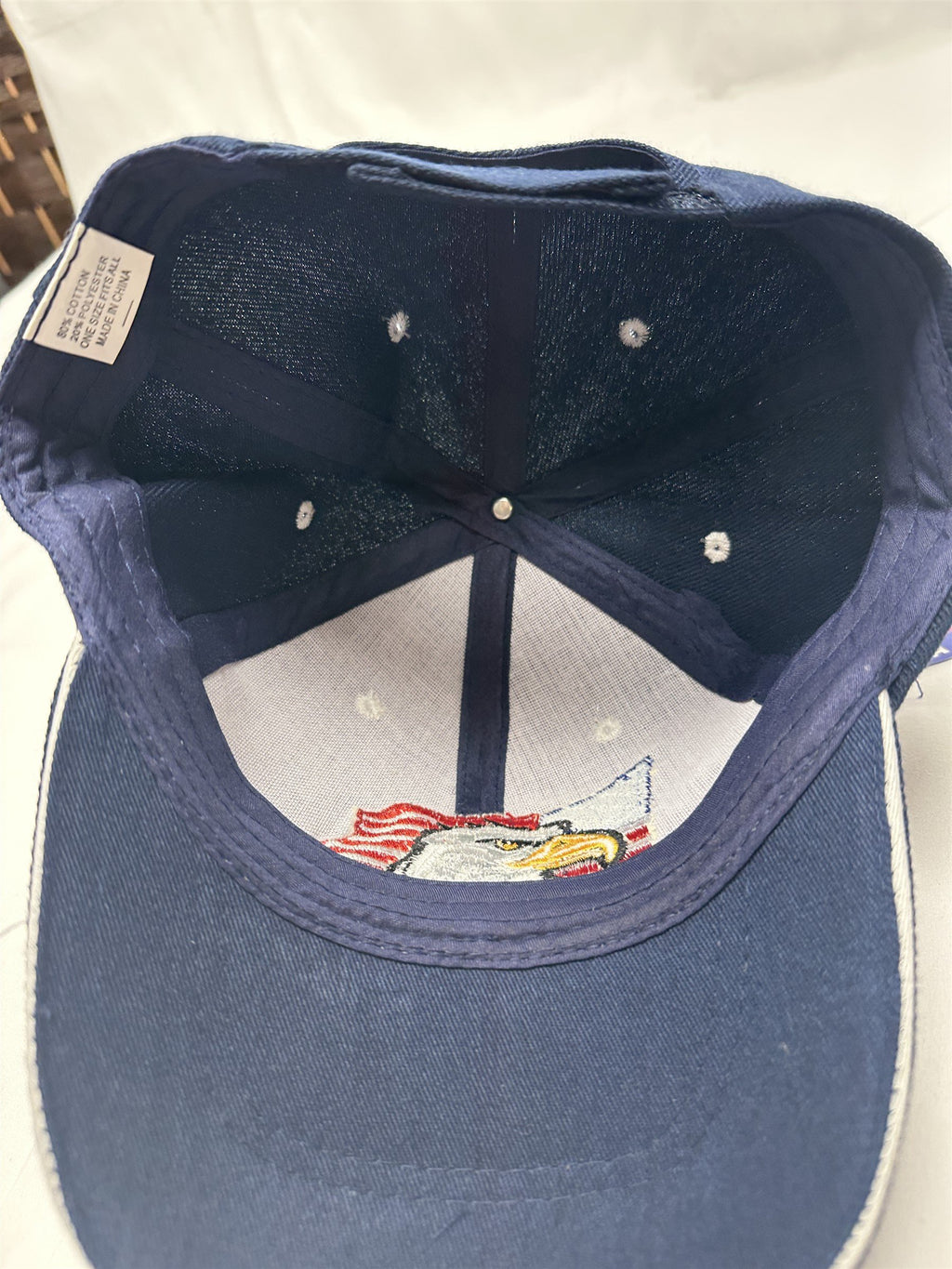 Navy Blue American Flag Eagle USA Mens Adjustable Hat Cap NWT