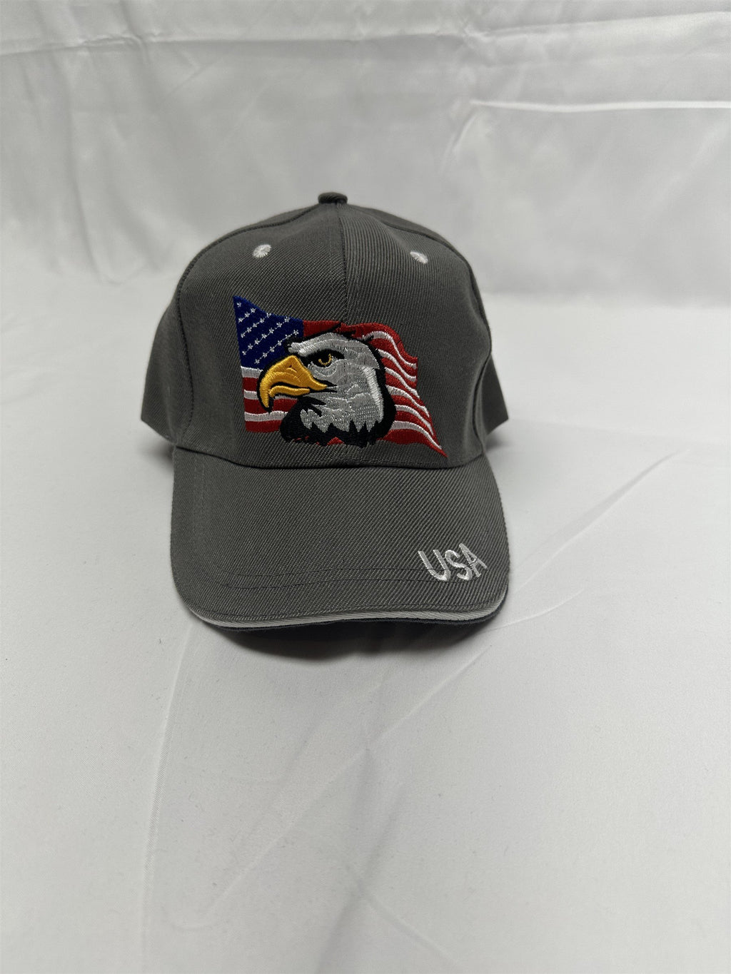 Gray American Flag Eagle USA Mens Adjustable Hat Cap NWOT