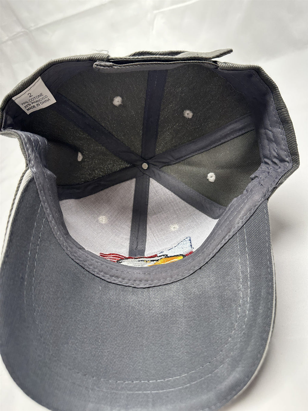 Gray American Flag Eagle USA Mens Adjustable Hat Cap NWOT