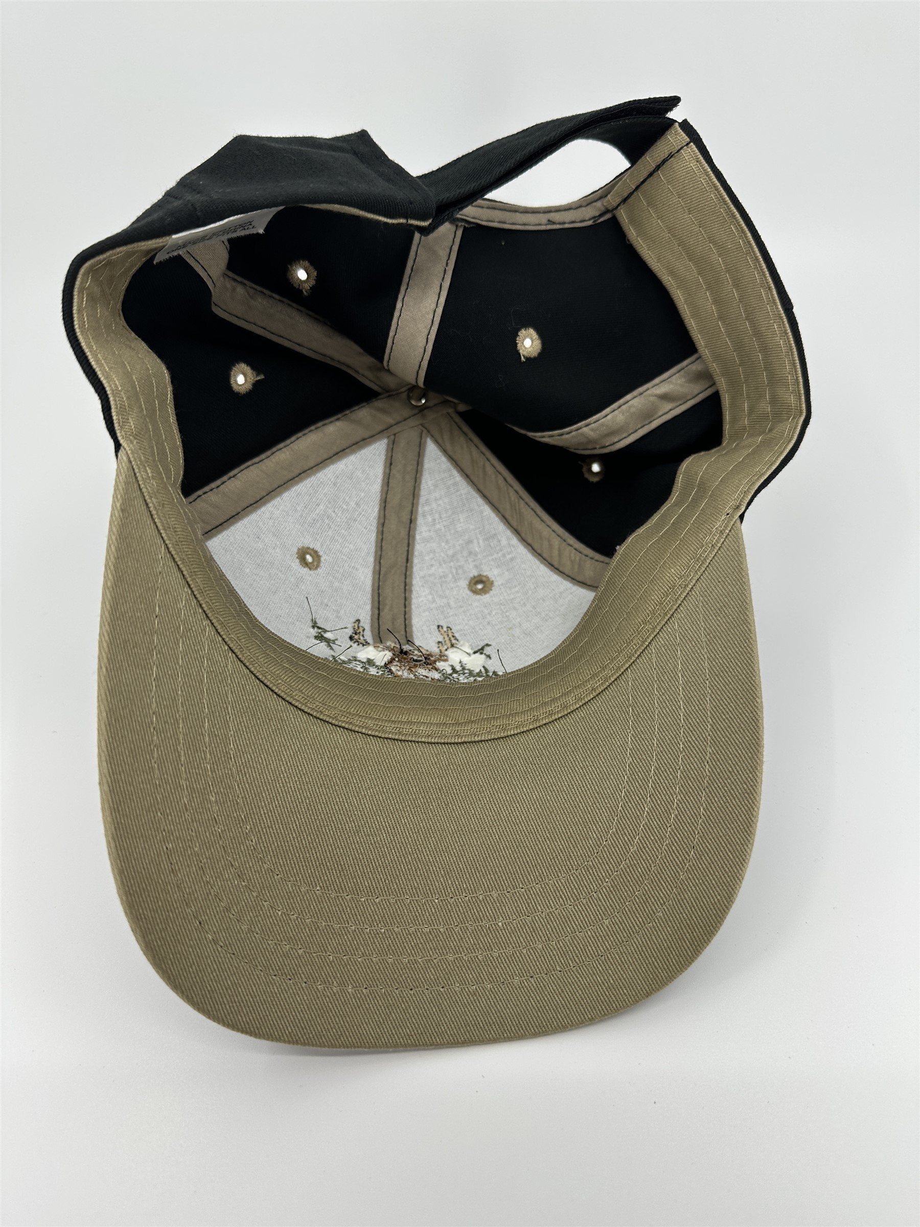 Deer Buck Head & Forest Black Embroidered Adjustable 100% Cotton Hat