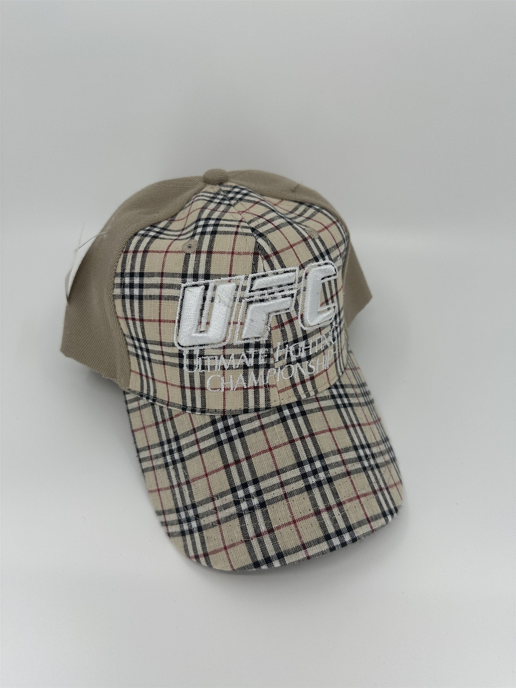 UFC Hat Adjustable Tan DISTRESSED Fight Worn Style MMA Cap READ