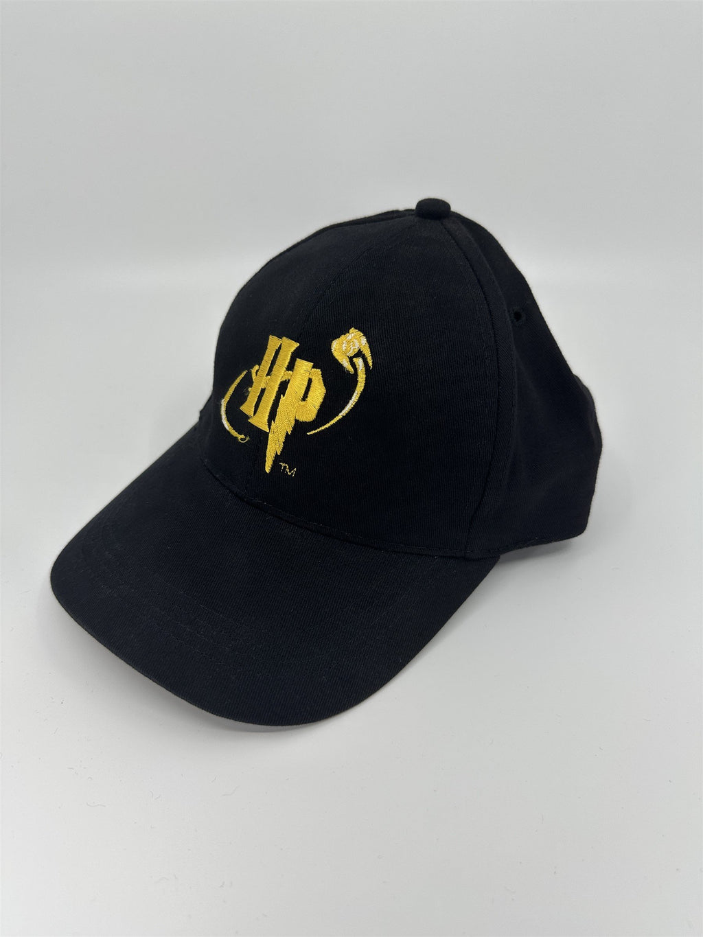 Black Harry Potter Adjustable Hat HP Golden Snitch Logo Lightning Bolt Accent