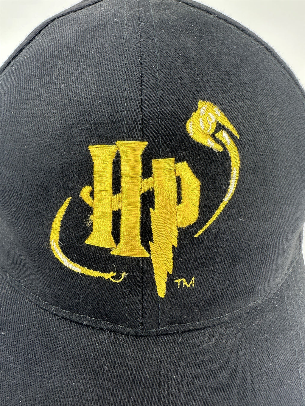 Black Harry Potter Adjustable Hat HP Golden Snitch Logo Lightning Bolt Accent