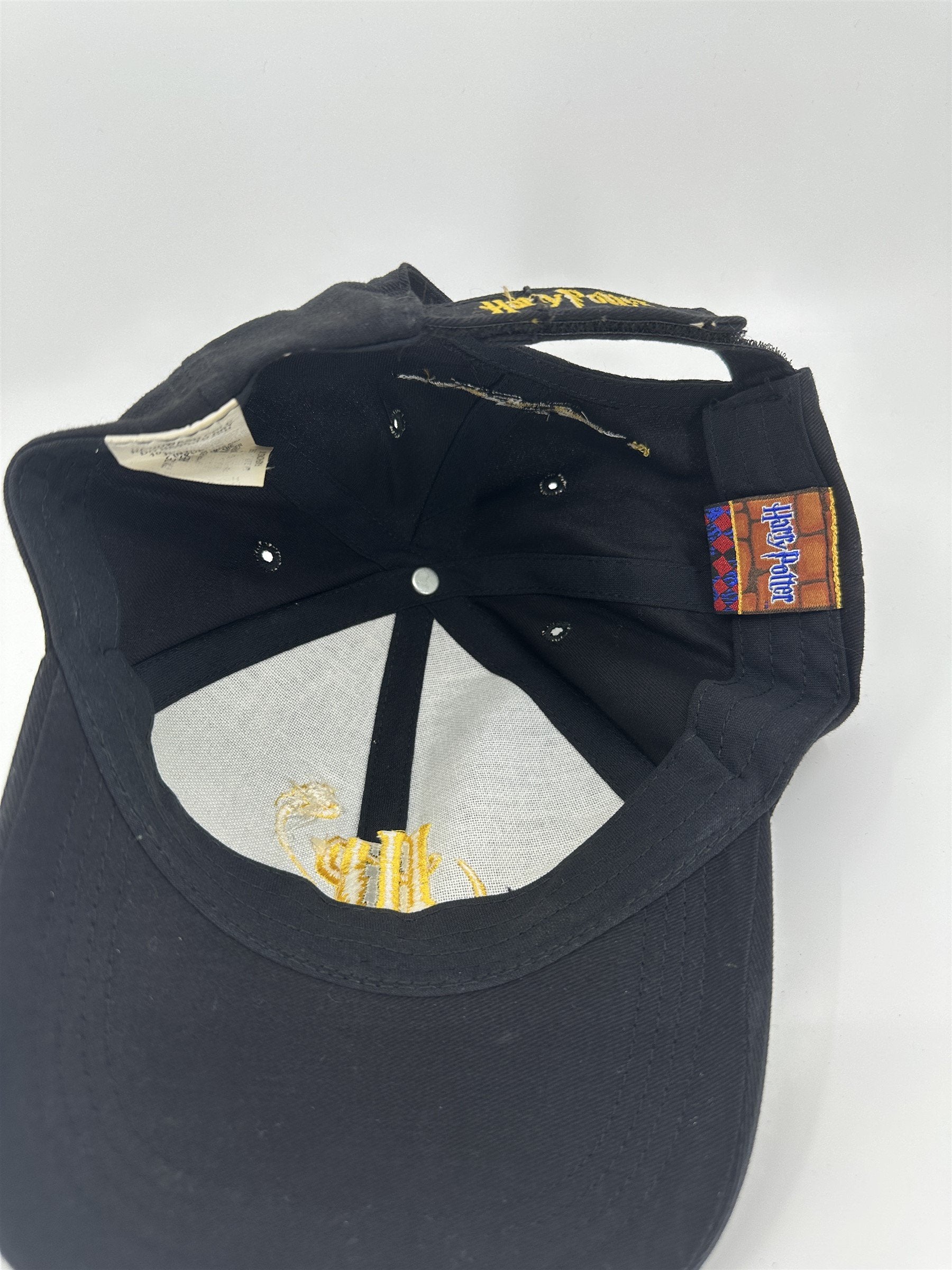 Black Harry Potter Adjustable Hat HP Golden Snitch Logo Lightning Bolt Accent