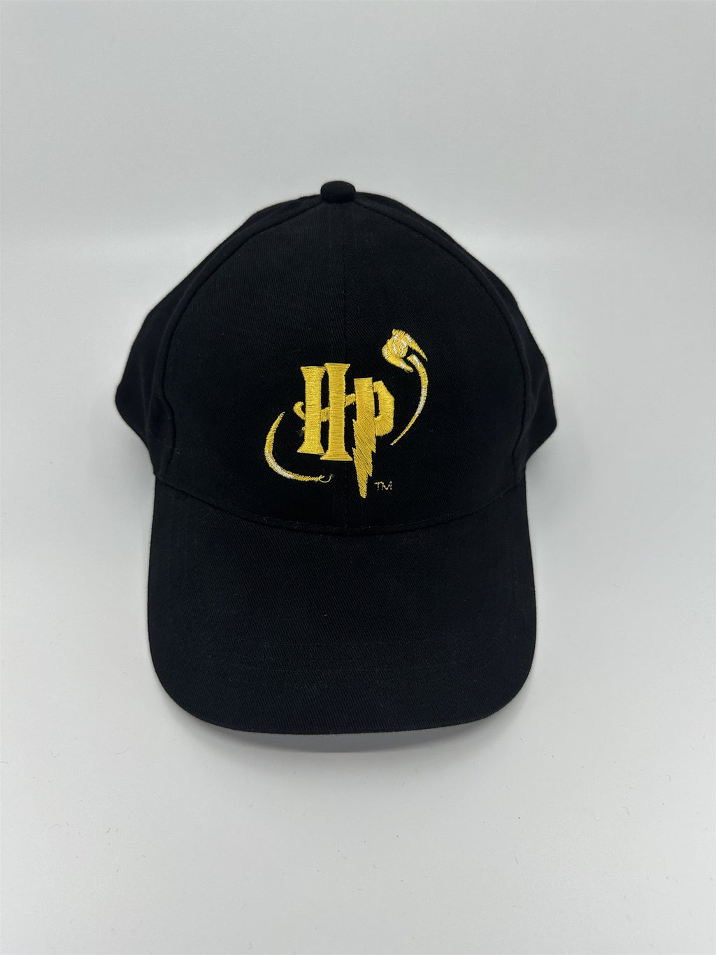 Black Harry Potter Adjustable Hat HP Golden Snitch Logo Lightning Bolt Accent