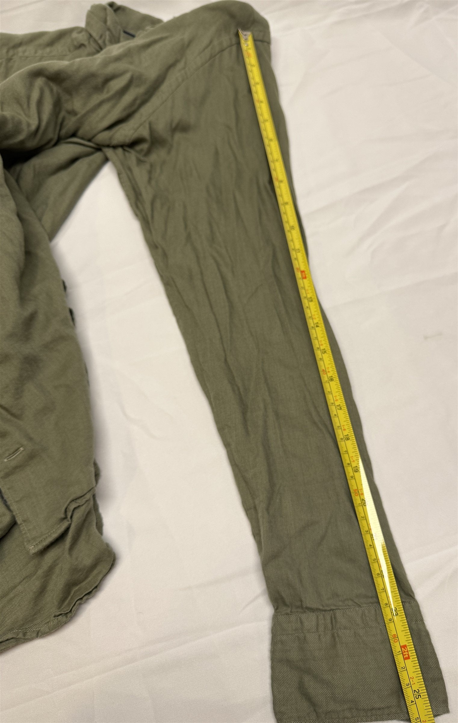 Eton Slim Fit Dress Shirt 17.5 44 Olive Green Wrinkle-Resistant Twill