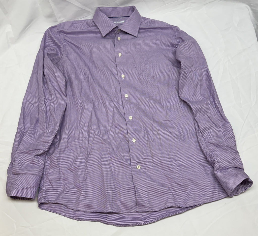 Eton of Sweden Luxury Dress Shirt Purple Pattern 17.5 44 Contemporary Fit