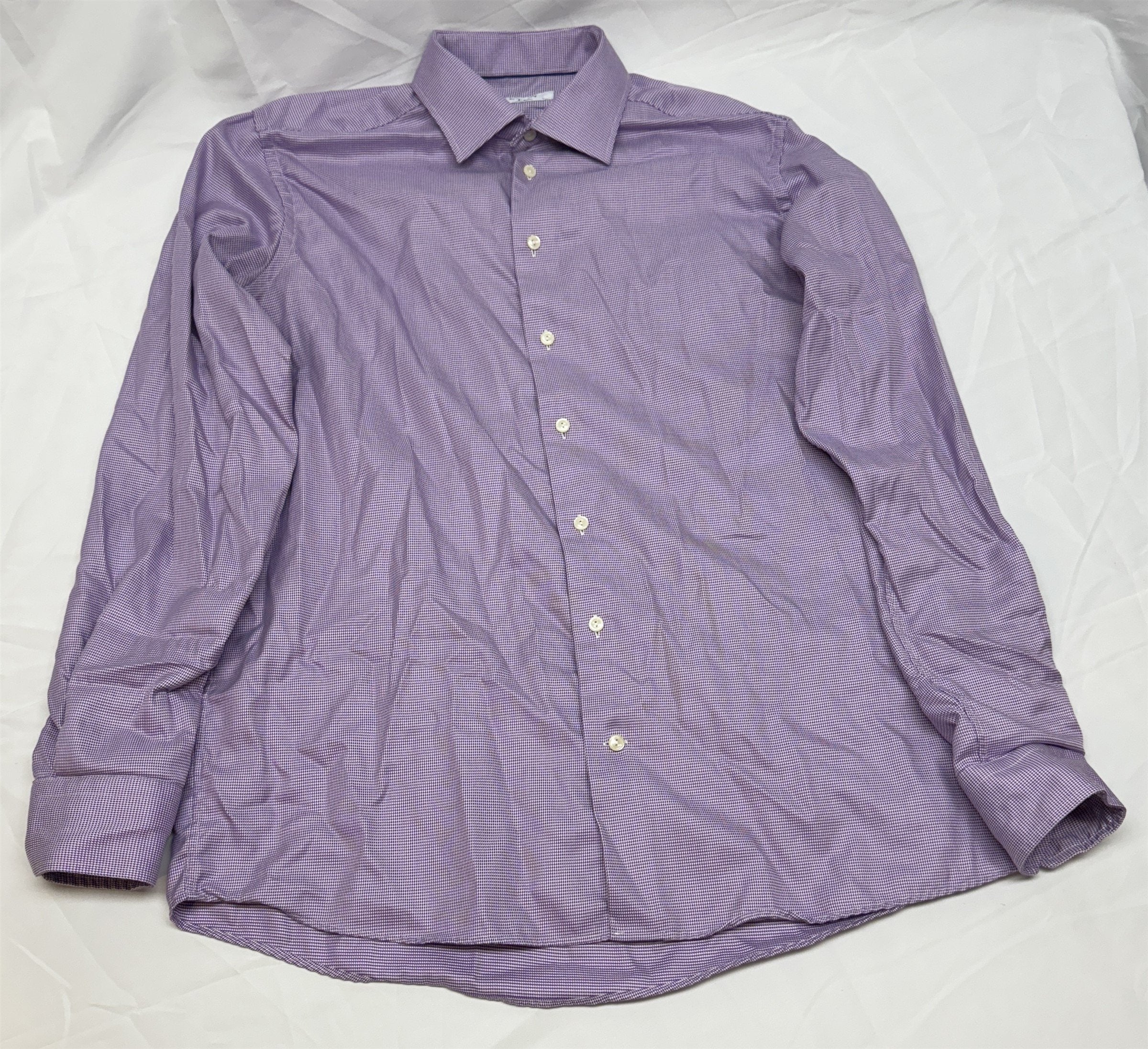 Eton of Sweden Luxury Dress Shirt Purple Pattern 17.5 44 Contemporary Fit