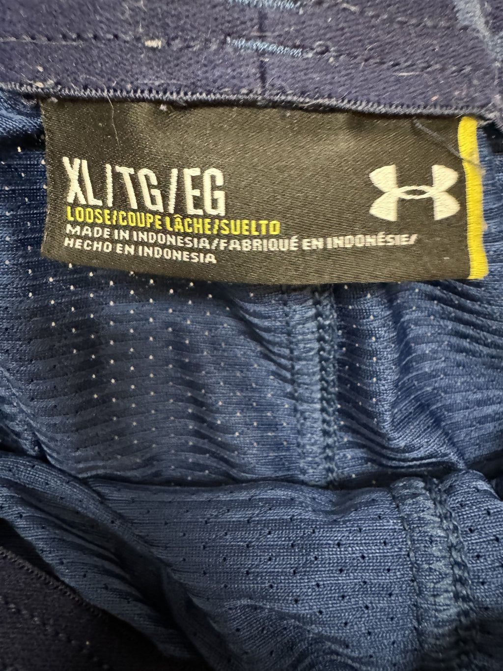Under Armor Mens Basketball Active Athletic Mesh Shorts Size XL Navy Blue Gym