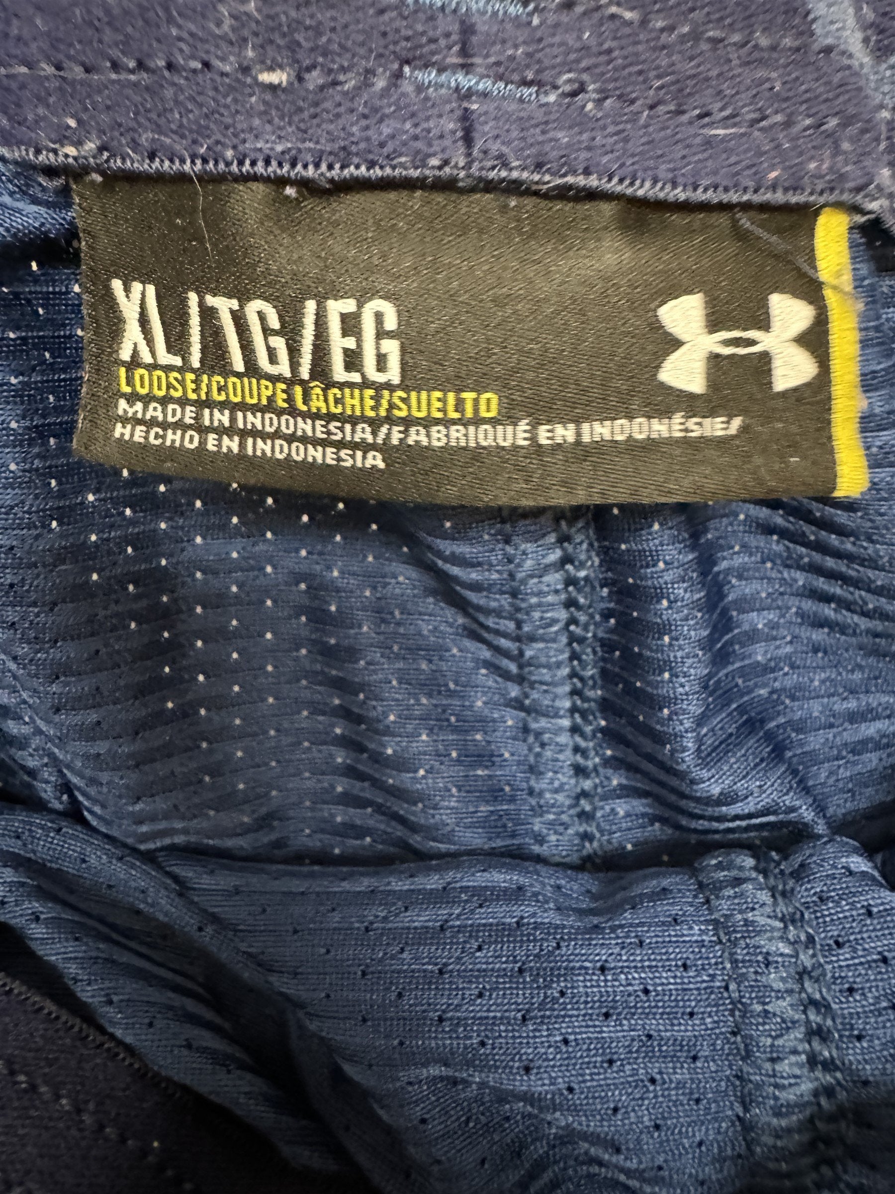 Under Armor Mens Basketball Active Athletic Mesh Shorts Size XL Navy Blue Gym
