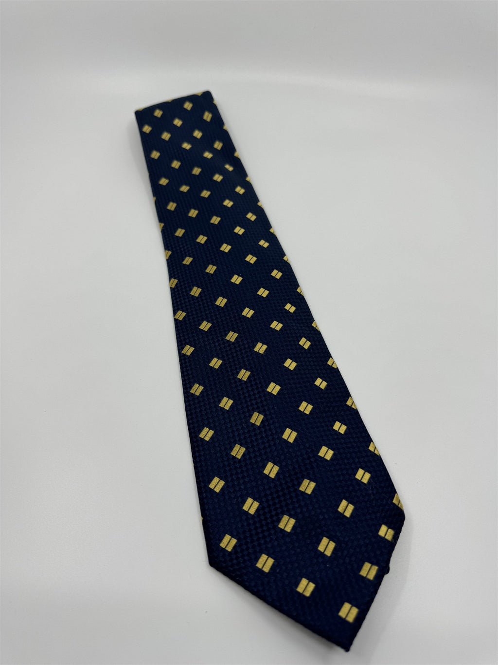 Mens Grant Thomas Hand Sewn Silk Tie Navy Blue /w Gold Double Lines Equality