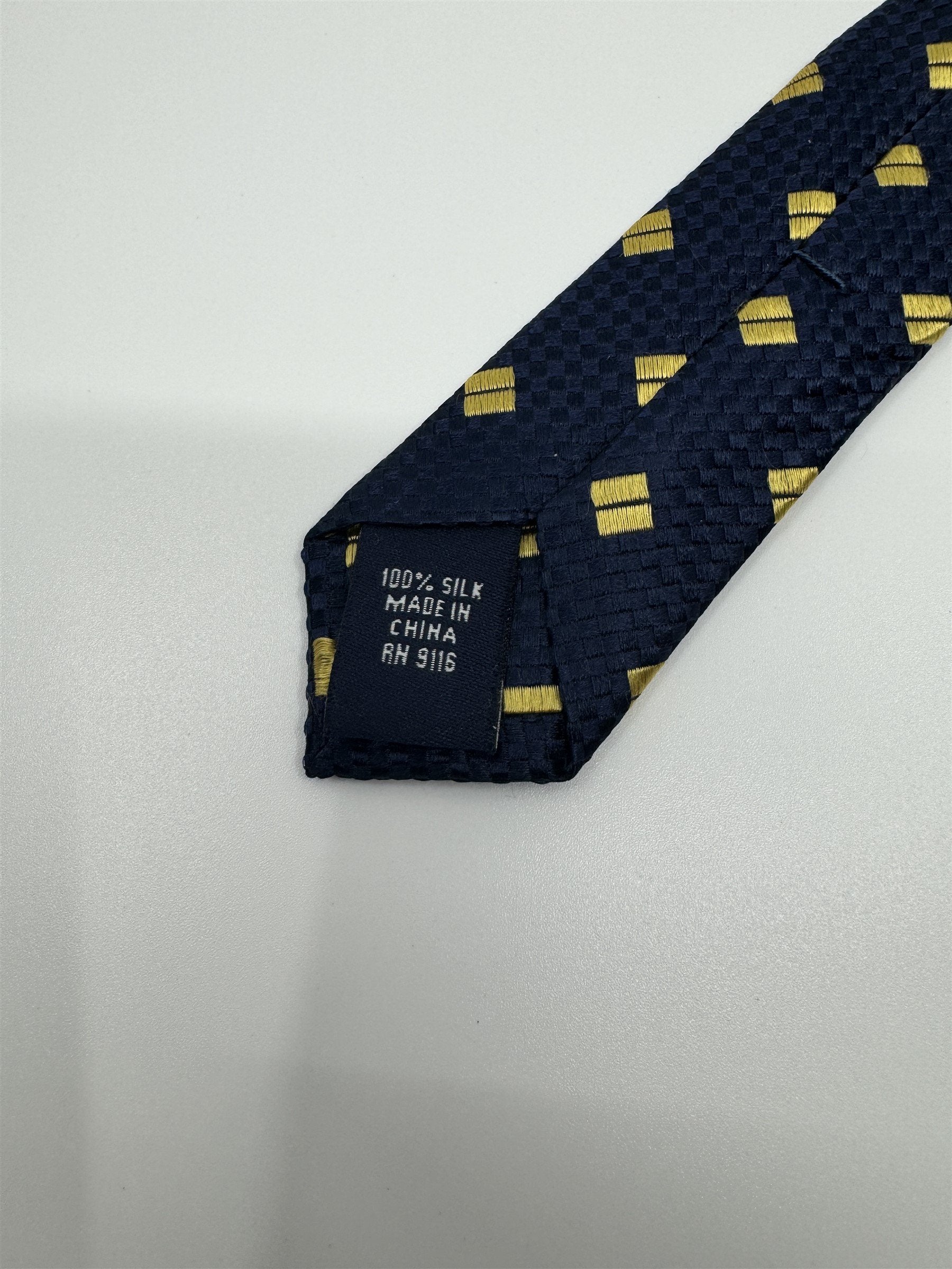 Mens Grant Thomas Hand Sewn Silk Tie Navy Blue /w Gold Double Lines Equality