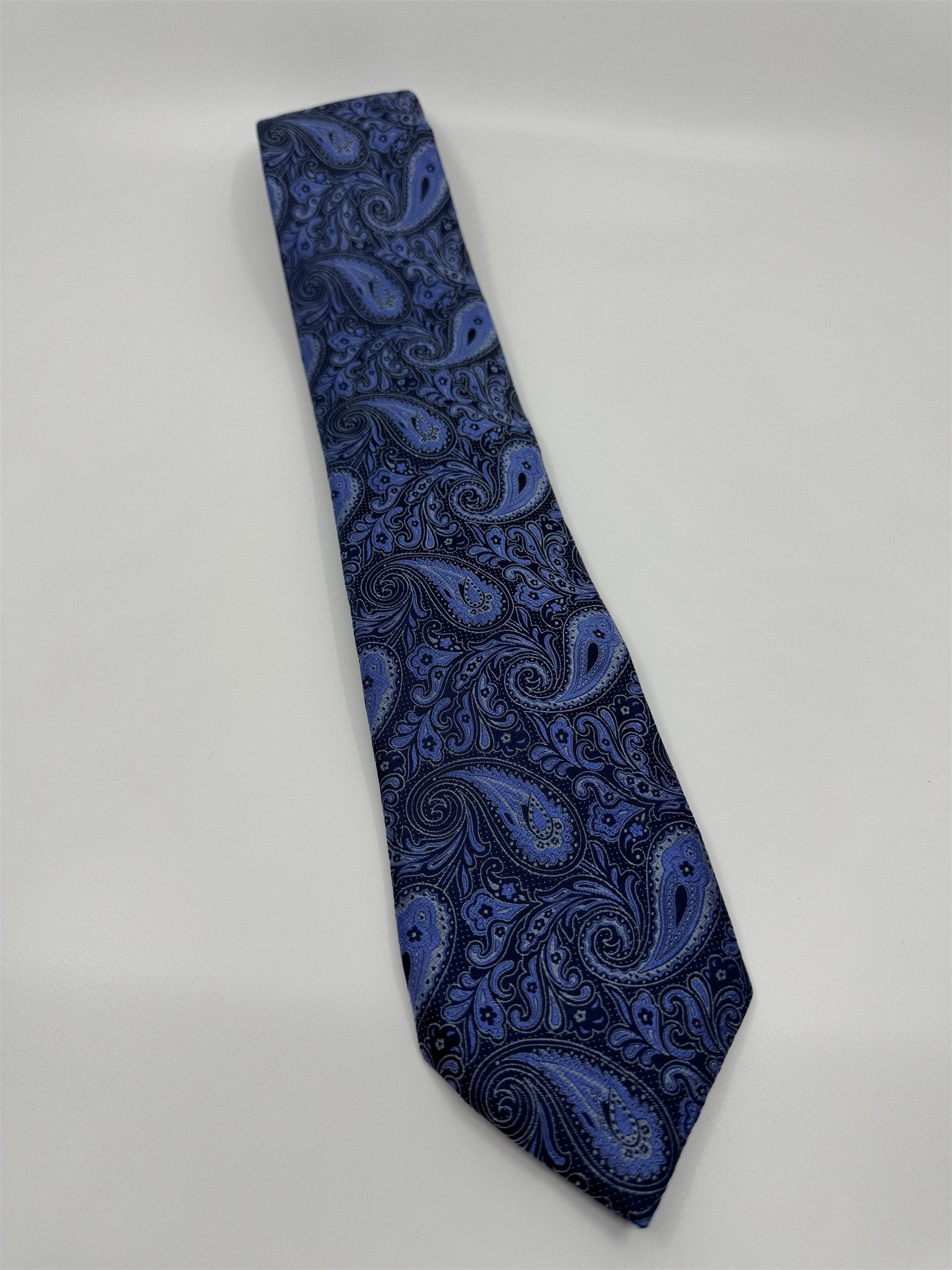 Black Brown 1826 Mens Blue Paisley Print Tie NWT 100% Silk
