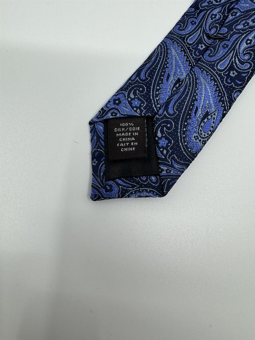 Black Brown 1826 Mens Blue Paisley Print Tie NWT 100% Silk