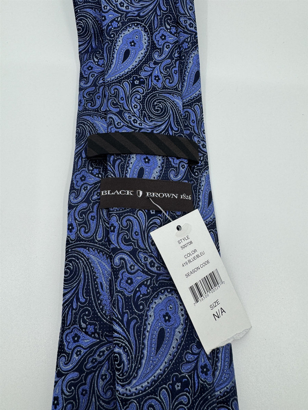 Black Brown 1826 Mens Blue Paisley Print Tie NWT 100% Silk