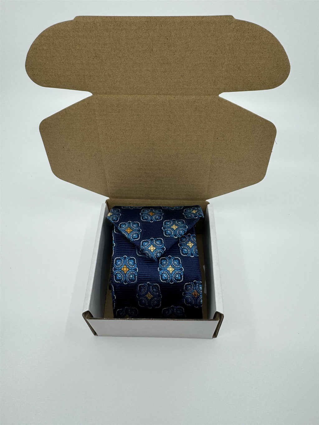 Luxury Silk Tie by Jos A Bank Reserve Blue Medallion Print FAST SHIP NWT