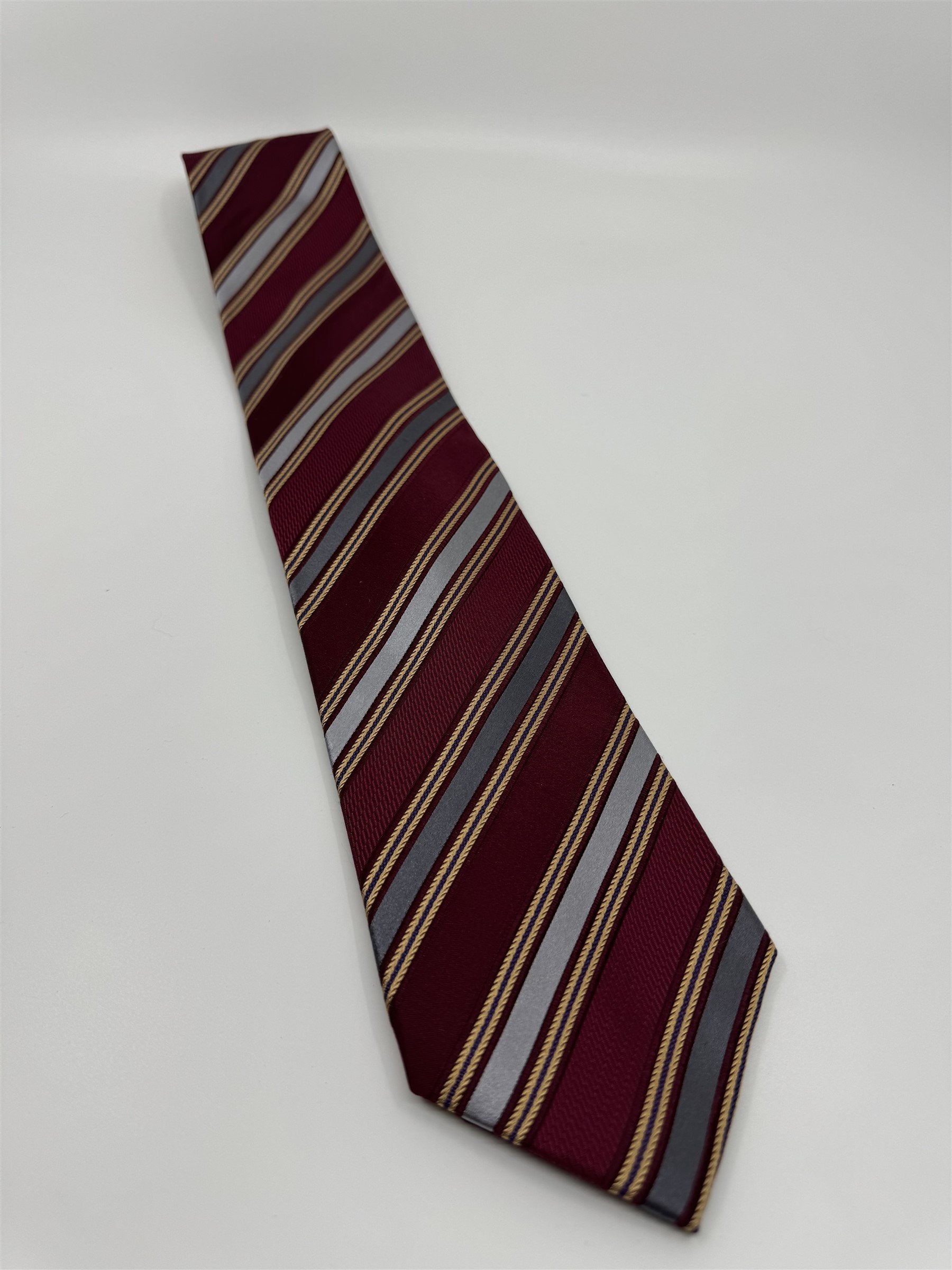 Banana Republic Red, Blue, Silver, and Gold Striped Mens Neck Tie NWT