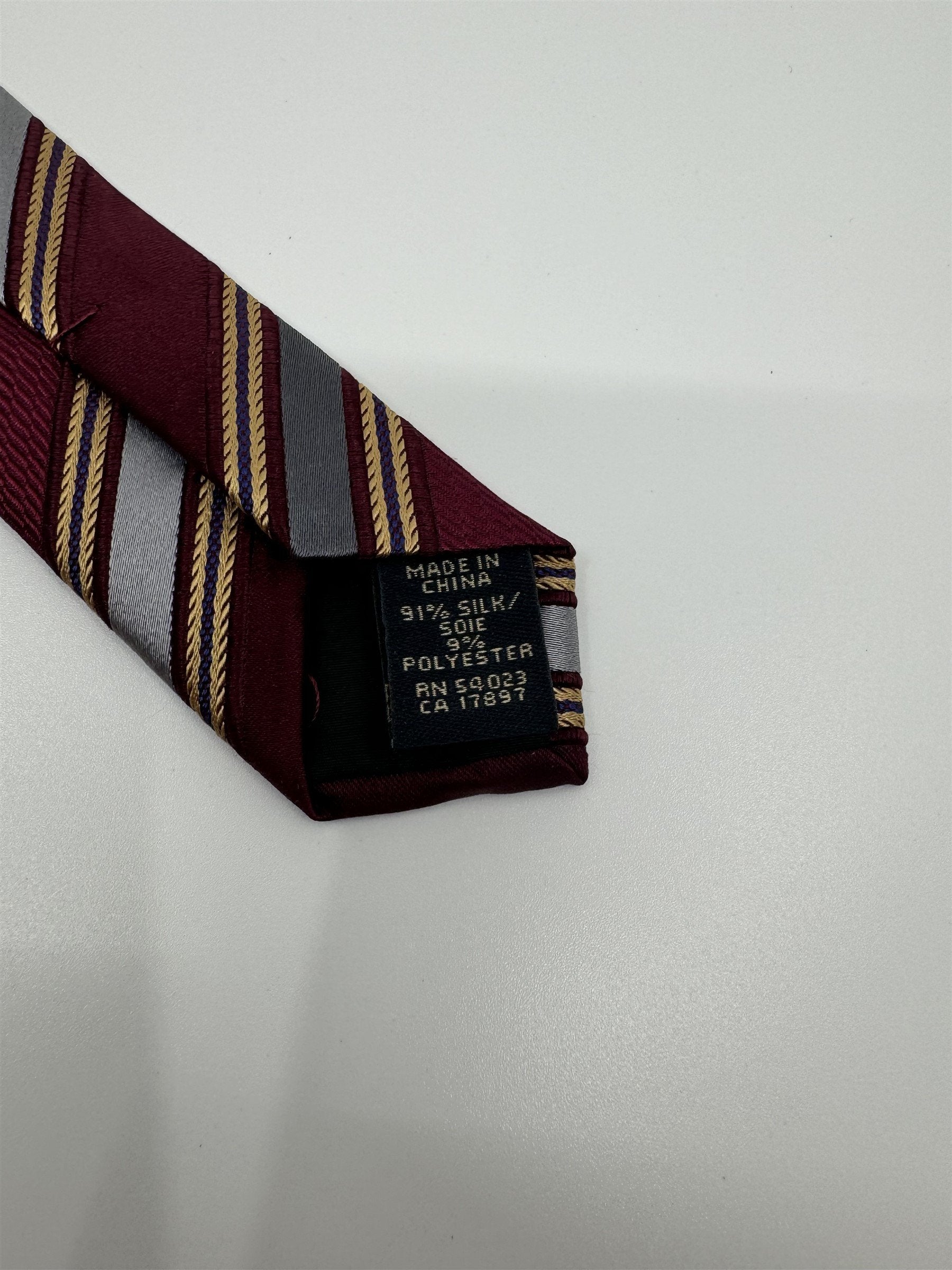 Banana Republic Red, Blue, Silver, and Gold Striped Mens Neck Tie NWT