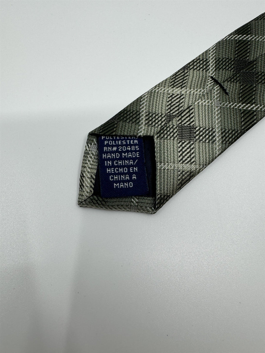 Stafford Essentials Green Square Plaid Print 100% Polyester Mens Neck Tie NWOT