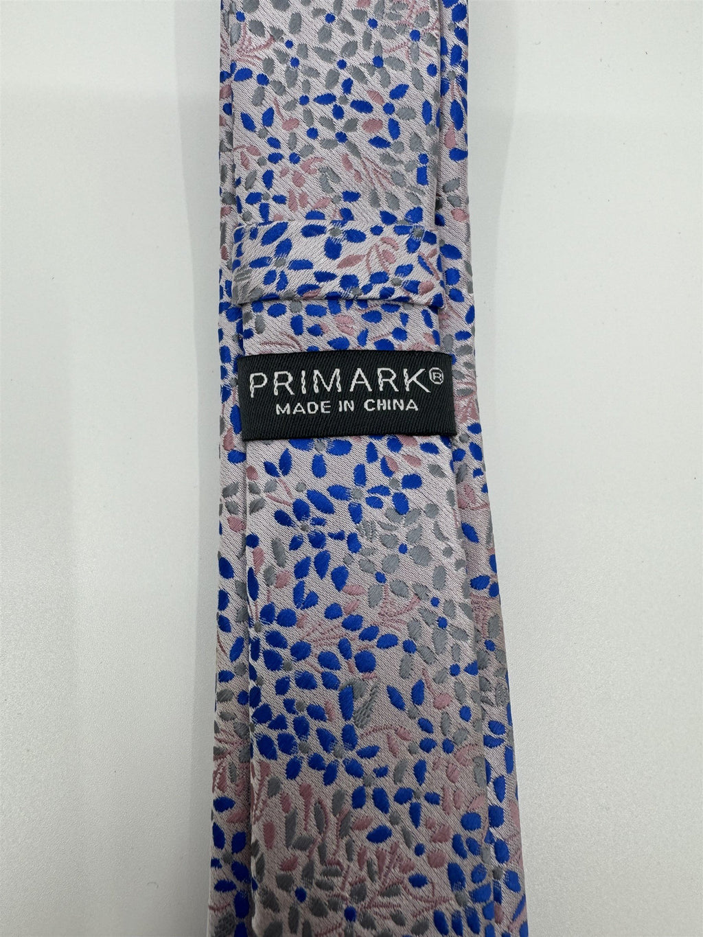 Primark Mens Tie Pink /w Blue and Gray Floral Pattern NWOT