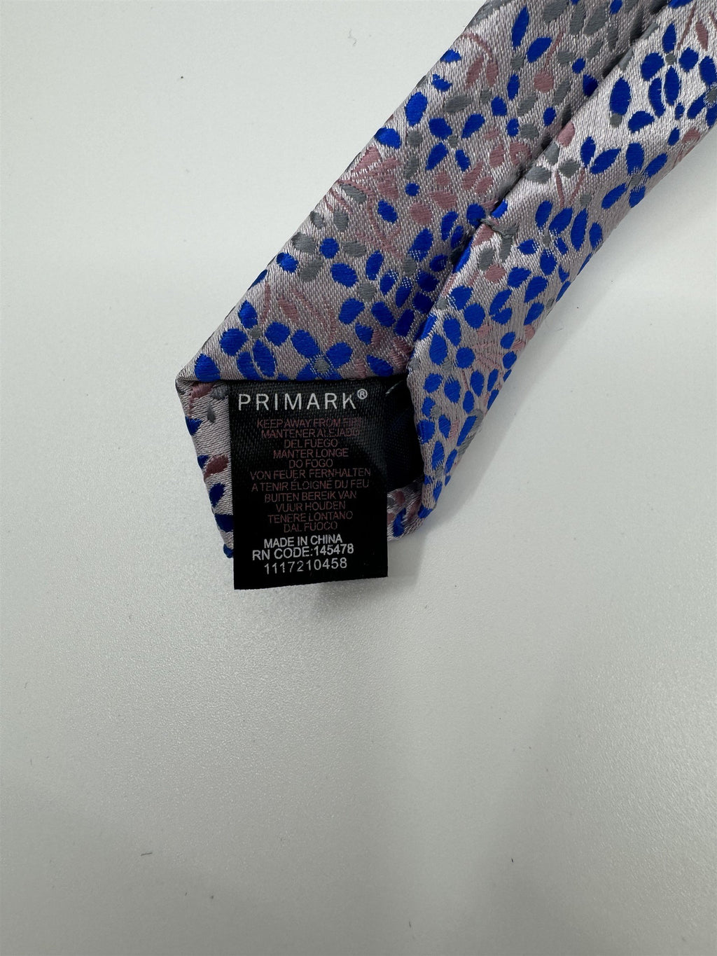 Primark Mens Tie Pink /w Blue and Gray Floral Pattern NWOT
