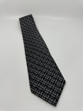 Stafford Black /w Gray Accent Geometric Circle Leaf Dotted Pattern Silk Handmade